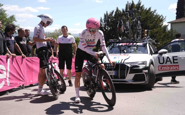 Pogacar Tadej (Team Uae Emirates) during Test route the stage 7 of the of the Giro d\'Italia from  Foligno to Perugia (ITT) , 10 May 2024 Italy. (Photo by Fabio Ferrari/Lapresse)