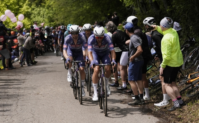 The pack rides during the stage 15 of the Giro d'Italia from Manerba del Garda to Livigno, North Italy - Sunday, May 19, 2024 - Sport Cycling (Photo by Fabio Ferrari /Lapresse)