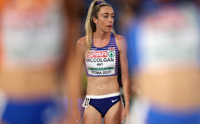 ROME, ITALY - JUNE 11: Eilish McColgan of Team Great Britain looks on prior to the Women's 10,000m Final on day five of the 26th European Athletics Championships - Rome 2024 at Stadio Olimpico on June 11, 2024 in Rome, Italy.  (Photo by Michael Steele/Getty Images)