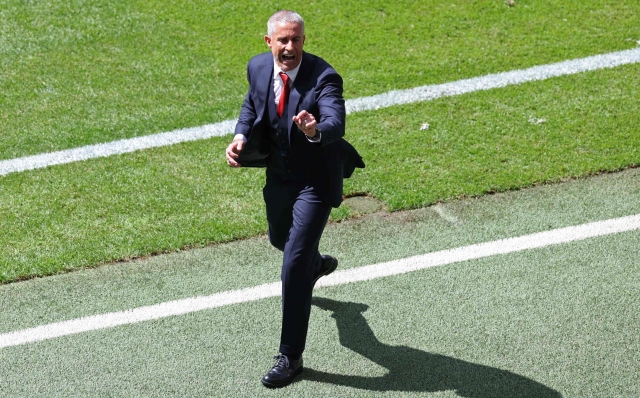 Albania's head coach Sylvinho gestures during the UEFA Euro 2024 Group B football match between Croatia and Albania at the Volksparkstadion in Hamburg on June 19, 2024. (Photo by Ronny HARTMANN / AFP)