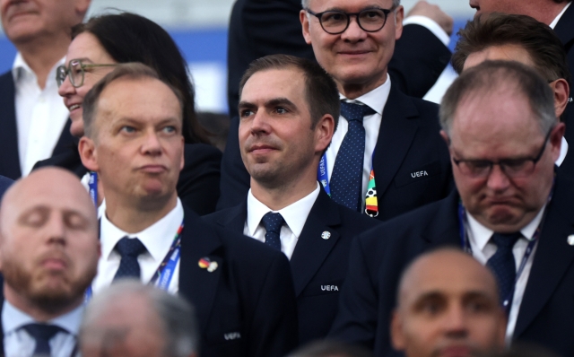 FRANKFURT AM MAIN, GERMANY - JUNE 23: Philipp Lahm, Former German Footballer and UEFA EURO 2024 Tournament Director looks on prior to the UEFA EURO 2024 group stage match between Switzerland and Germany at Frankfurt Arena on June 23, 2024 in Frankfurt am Main, Germany. (Photo by Alex Grimm/Getty Images)