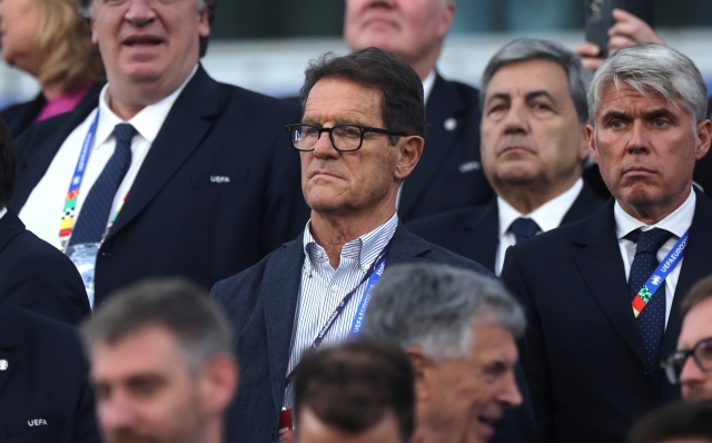 FRANKFURT AM MAIN, GERMANY - JUNE 23: Former Manager Fabio Capello looks on prior to the UEFA EURO 2024 group stage match between Switzerland and Germany at Frankfurt Arena on June 23, 2024 in Frankfurt am Main, Germany. (Photo by Alex Grimm/Getty Images)