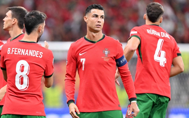 Portugal's forward #07 Cristiano Ronaldo looks on ahead of during the UEFA Euro 2024 round of 16 football match between Portugal and Slovenia at the Frankfurt Arena in Frankfurt am Main on July 1, 2024. (Photo by Kirill KUDRYAVTSEV / AFP)