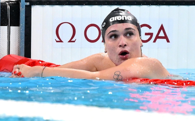 Italian Benedetta Pilato competes in the Women's 100m Breaststroke semifinal of the Swimming competitions during the Paris 2024 Olympic Games at the Paris La Defense Arena in Paris, France, 28 July 2024. Summer Olympic Games will be held in Paris from 26 July to 11 August 2024.   ANSA/ETTORE FERRARI