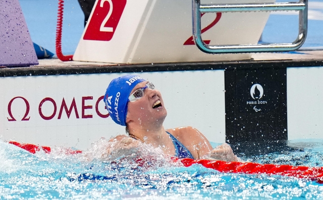 Xenia Francesca Palazzo ha conquistato laa medaglia di bronzo nei 400 stile libero S8 femminili ai Giochi Paralimpici Parigi 2024, 04 settembre 2024. L'oro è andato a Jessica Long, argento per Alice Tai. ANSA / CIP - Simone Ferraro +++ HANDOUT PHOTO - NO SALES - EDITORIAL USE ONLY - NPK+++