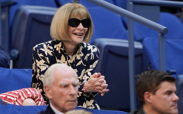 Anna Wintour watches play between Jannik Sinner, of Italy, and Jack Draper, of Great Britain, during the men's singles semifinal of the U.S. Open tennis championships, Friday, Sept. 6, 2024, in New York. (AP Photo/Julia Nikhinson)