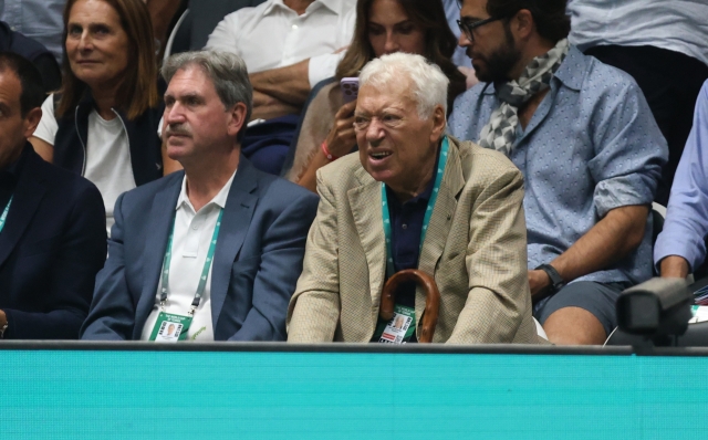 during the tennis Davis Cup final 8 match between Matteo Arnaldi (Italy) and  Thiago Monteiro (Brazil), at the Unipol arena, Casalecchio (Bologna), northern Italy, Wednesday 11, 2024. Sport - Tennis - (Photo Michele Nucci - LaPresse)