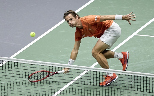 BOLOGNA, ITALY - SEPTEMBER 15: Wesely Koolhof of Netherlands during the 2024 Davis Cup Finals Group Stage Bologna match between Italy and Netherlands at Unipol Arena on September 15, 2024 in Bologna, Italy. (Photo by Emmanuele Ciancaglini/Getty Images for ITF)