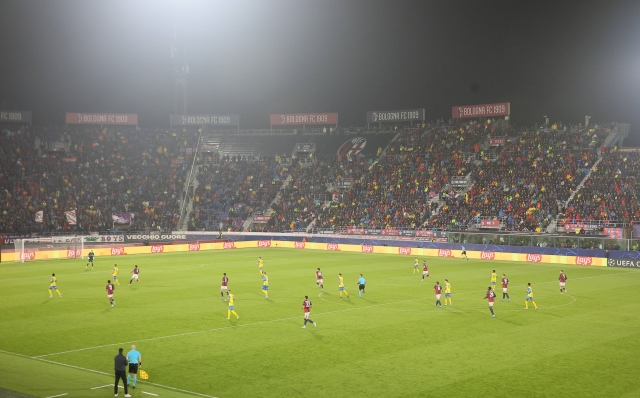 a general view of Dall'Ara Stadium during the Uefa Champions League soccer match between Bologna f.c. and Shakhtar Donetsk at the Dall?Ara Stadium, Bologna, northern Italy, Wednesday, September 18, 2024. Sport - Soccer - (Photo Michele Nucci - LaPresse)