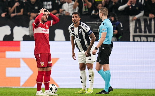 Stuttgart's Deniz Undav reacts to goal canceled for hand foul during the Uefa Champions League soccer match, between Juventus and Stuttgart at the Allianz Stadium in Turin, north west Italy - Tuesday, October 22, 2024. Sport - Soccer (Photo by Marco Alpozzi/Lapresse)