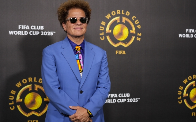 Romero Brito arrives ahead of the draw for the 2025 FIFA Club World Cup soccer tournament, Thursday, Dec. 5, 2024, in Miami. (AP Photo/Rebecca Blackwell)