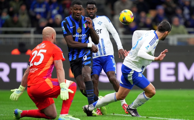 Inter Milan?s Marcus Thuram during  the Serie A soccer match between Inter and Como  at San Siro  Stadium in Milan  , North Italy - Monday  , December  23  , 2024. Sport - Soccer . (Photo by Spada/Lapresse)