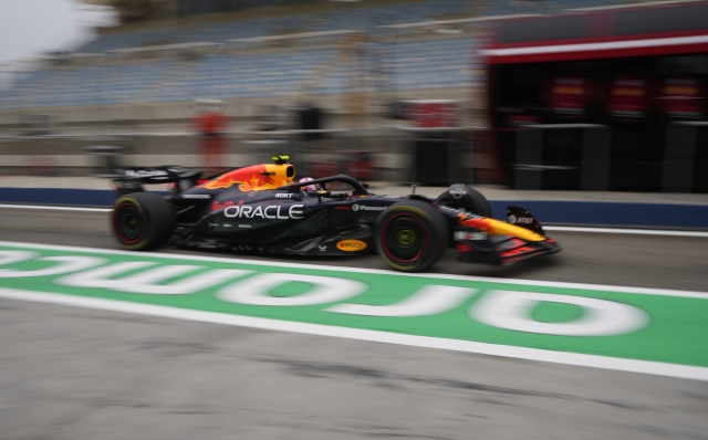 Red Bull driver Liam Lawson of New Zealand leaves the pit lane during a Formula One pre-season test at the Bahrain International Circuit in Sakhir, Bahrain, Thursday, Feb. 27, 2025. (AP Photo/Darko Bandic)