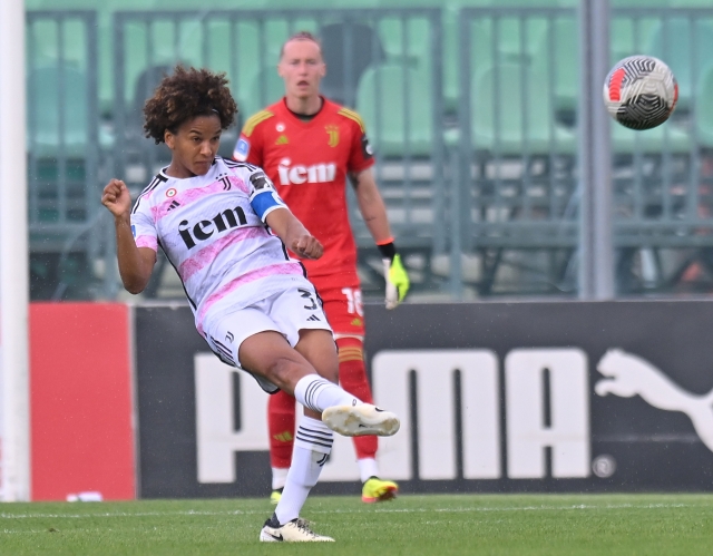 SASSUOLO, ITALY - MAY 18: Sara Gama of Juventus during the Women Serie A Playoffs match between Sassuolo and Juventus at Stadio Enzo Ricci on May 18, 2024 in Sassuolo, Italy. (Photo by Juventus FC/Juventus FC via Getty Images)