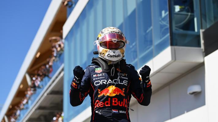 MONTREAL, QUEBEC - JUNE 19: Race winner Max Verstappen of the Netherlands and Oracle Red Bull Racing celebrates in parc ferme during the F1 Grand Prix of Canada at Circuit Gilles Villeneuve on June 19, 2022 in Montreal, Quebec.   Dan Mullan/Getty Images/AFP == FOR NEWSPAPERS, INTERNET, TELCOS & TELEVISION USE ONLY ==