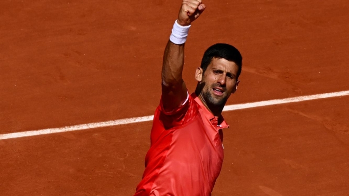 PARIS, FRANCE - MAY 29: Novak Djokovic of Serbia celebrates a point against Aleksandar Kovacevic of United States during their Men's Singles First Round Match on Day Two of the 2023 French Open at Roland Garros on May 29, 2023 in Paris, France. (Photo by Clive Mason/Getty Images)