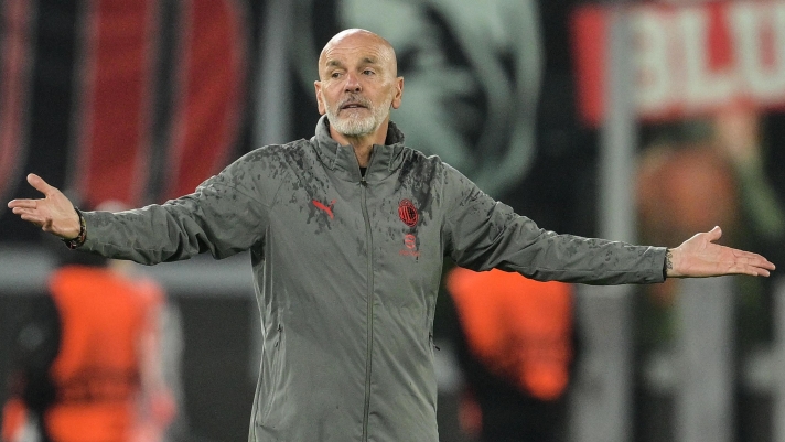 AC Milan’s manager Stefano Pioli react during the UEFA Europe League football match second leg of the quarter-finals between Roma and Milan FC at the Olympic Stadium in Rome, Italy - Thursday 18 April 2024 - Sport Soccer (photo by Alfredo Falcone/LaPresse)