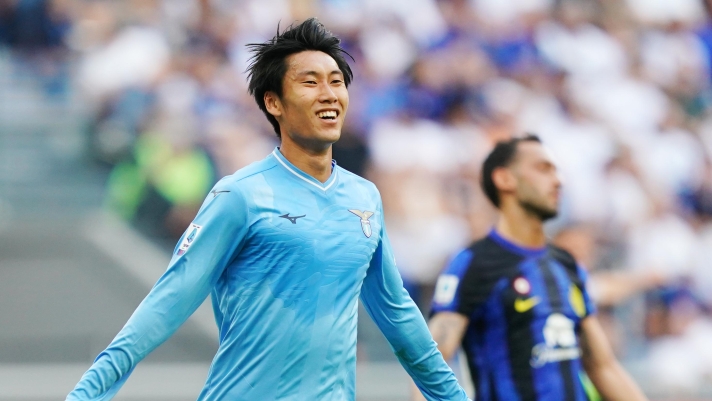 Lazio’s  Daichi Kamada celebrates after scoring 0-1 during the Serie A soccer  match between Inter and Lazio at the San Siro Stadium  , north Italy - Sunday 19 , May , 2024. Sport - Soccer . (Photo by Spada/LaPresse)