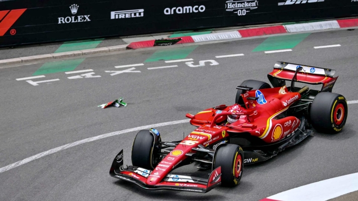 TOPSHOT - Ferrari's Monegasque driver Charles Leclerc drives during the first practice session of the Formula One Monaco Grand Prix on May 24, 2024 at the Circuit de Monaco, two days ahead of the race. (Photo by ANDREJ ISAKOVIC / AFP)