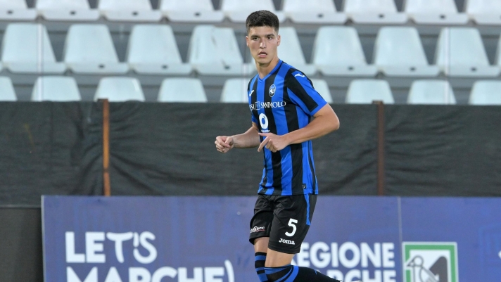 ASCOLI PICENO, ITALY - JUNE 11: Relja Obric of Atalanta BC looks on during the U18 Semi-final match between AS Roma and Atalanta BC at Stadio Cino e Lillo Del Duca on June 11, 2024 in Ascoli Piceno, Italy. (Photo by Giuseppe Bellini/Getty Images)
