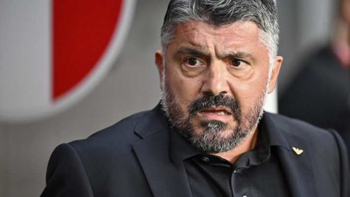 Italy's head coach Gennaro Gattuso waits for the start of a Group I, World Cup qualifier soccer match between Israel and Italy at the Nagyerdei Stadium in Debrecen, Hungary, Monday, Sept. 8, 2025. (AP Photo/Denes Erdos) Associated Press / LaPresse Only italy and spian
