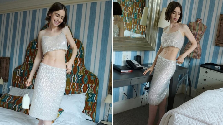 Lily Collins alla sfilata di Calvin Klein