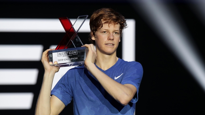   Jannik Sinner of Italy celebrates with the winners trophy after defeating Alex de Minaur of Australia in the final during Day Five of the Next Gen ATP Finals at Allianz Cloud on November 09, 2019 in Milan, Italy. (Photo by Julian Finney/Getty Images)