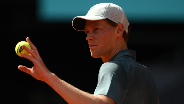  Jannik Sinner of Italy looks on against Benjamin Bonzi of France in the Men's Singles Round of 64 match during day five of the Mutua Madrid Open at La Caja Magica on April 24, 2026 in Madrid, Spain. (Photo by David Ramos/Getty Images)