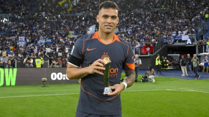 Inter Milanâ€™s Lautaro Martinez MVP during the Serie A Enilive soccer match between SS Lazio and Inter - FC Internazionale at the Rome's Olympic stadium, Italy - Saturday, May 09, 2026. Sport - Soccer. (Photo by Fabrizio Corradetti / LaPresse)
