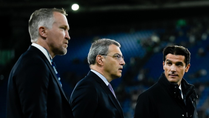 ROME, ITALY - OCTOBER 26: Darren Burgess, Damien Comolli, Francois Modesto of Juventus during the Serie A match between SS Lazio and Juventus FC at Stadio Olimpico on October 26, 2025 in Rome, Italy. (Photo by Daniele Badolato - Juventus FC/Juventus FC via Getty Images)