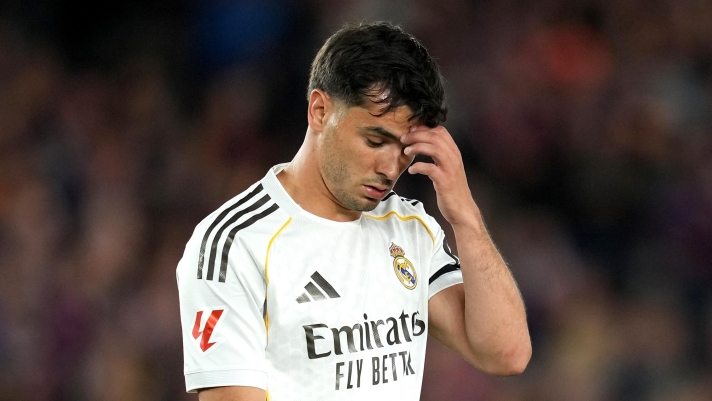  Brahim Diaz of Real Madrid looks dejected during the LaLiga EA Sports match between FC Barcelona and Real Madrid CF at Spotify Camp Nou on May 10, 2026 in Barcelona, Spain. (Photo by Alex Caparros/Getty Images)