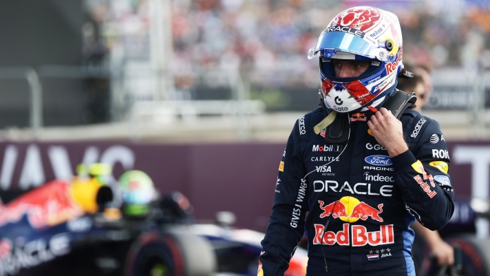 NORTHAMPTON, ENGLAND - JULY 04: Seventh placed qualifier Max Verstappen of the Netherlands and Oracle Red Bull Racing walks in parc ferme during qualifying ahead of the F1 Grand Prix of Great Britain at Silverstone Circuit on July 04, 2026 in Northampton, England. (Photo by Mark Thompson/Getty Images)