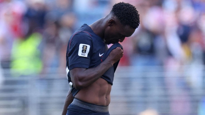 SEATTLE, WASHINGTON - JULY 06: Folarin Balogun #20 of the United States shows dejection after the team's 1-4 defeat in the FIFA World Cup 2026 Round of 16 match between USA and Belgium at Seattle Stadium on July 06, 2026 in Seattle, Washington.   Jamie Squire/Getty Images/AFP (Photo by JAMIE SQUIRE / GETTY IMAGES NORTH AMERICA / Getty Images via AFP)