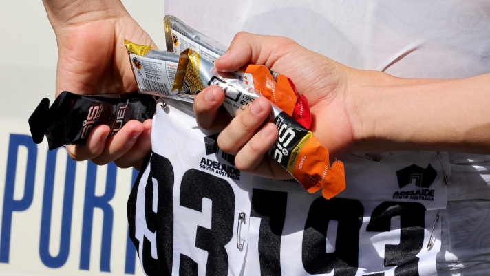  Zachary Marriage riding for ARA Australian Cycling Team fuels up at the start of Stage 4 in Glenelg to Victor Harbour during day seven of the 2025 Tour Down Under on January 24, 2025 in Adelaide, Australia. (Photo by Sarah Reed/Getty Images)