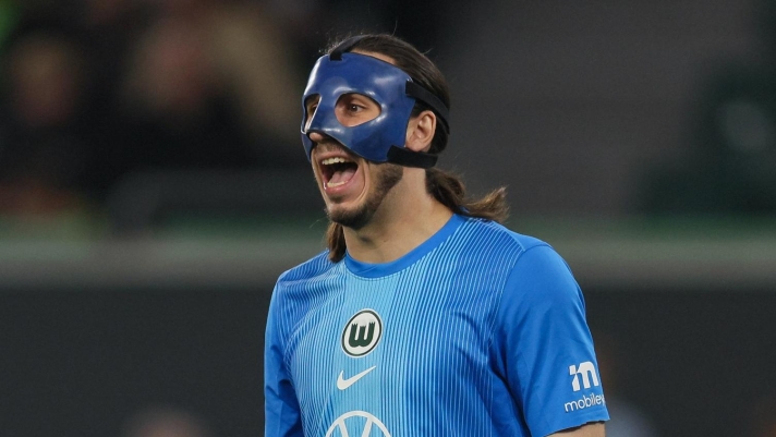  goalkeeper Kamil Grabara of Wolfsburg reacts during the Bundesliga Playoff Leg One match between VfL Wolfsburg an SC Paderborn at Volkswagen Arena on May 21, 2026 in Wolfsburg, Germany. (Photo by Selim Sudheimer/Getty Images)