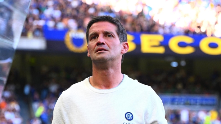  Head Coach of FC Internazionale Cristian Chivu looks on prior the Serie A match between FC Internazionale and AC Monza at Stadio Giuseppe Meazza on August 22, 2026 in Milan, Italy. (Photo by Mattia Pistoia - Inter/Inter via Getty Images)