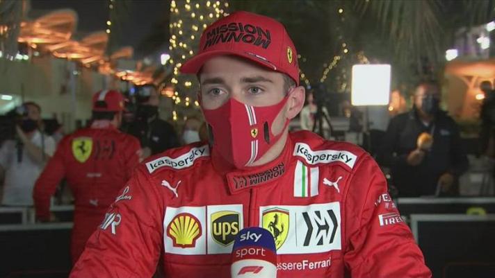 Il pilota della Ferrari, Charles Leclerc, dopo il Gp del Barhain