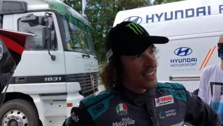 Il pilota della Yamaha Petronas è stato protagonista della prova di un'auto da rally al Ciocco