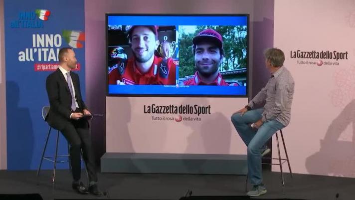 I piloti MotoGp Andrea Dovizioso e Danilo Petrucci, intervistati da Paolo Ianieri, hanno partecipato al digitalk Gazzetta "Inno all'Italia" tra ricordi del passato e attesa per l'inizio della nuova stagione.