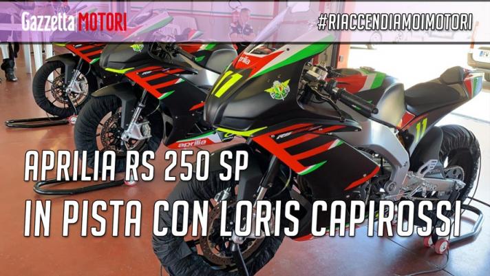 In pista al Mugello con Loris Capirossi per provare la moto protagonista della serie monomarca che debutterà il prossimo 19 luglio nel Campionato Italiano Fmi Aprilia Sport Production 2020.