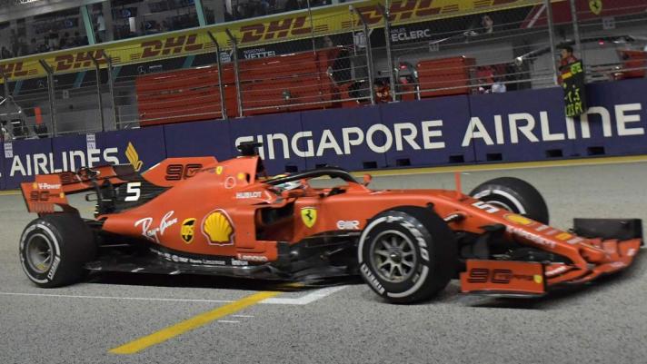Sebastian Vettel, quinta vittoria personale a Singapore, la prima del 2019. Afp
