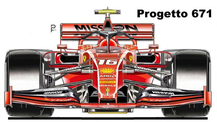 L'ipotesi sulla monoposto 2020 della Ferrari. Disegno Paolo Filisetti