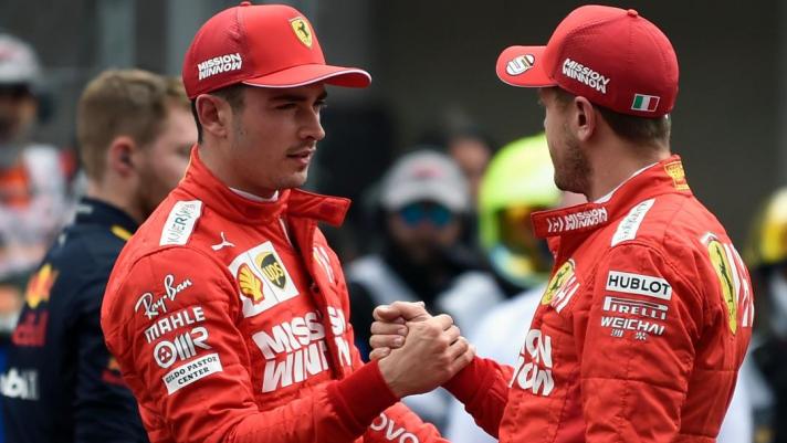 Charles Leclerc, 22 anni, e Sebastian Vettel, 32, piloti della Ferrari. AFP