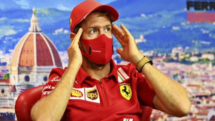 Sebastian Vettel in conferenza stampa al Mugello. Ap