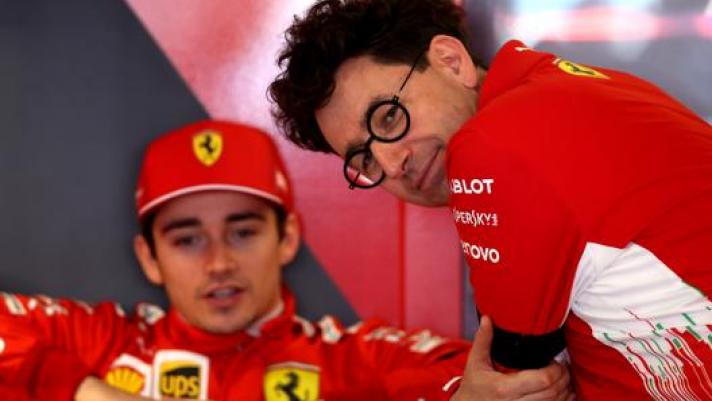 Charles Leclerc e Mattia Binotto guardano alle prossime sfide Ferrari. Getty