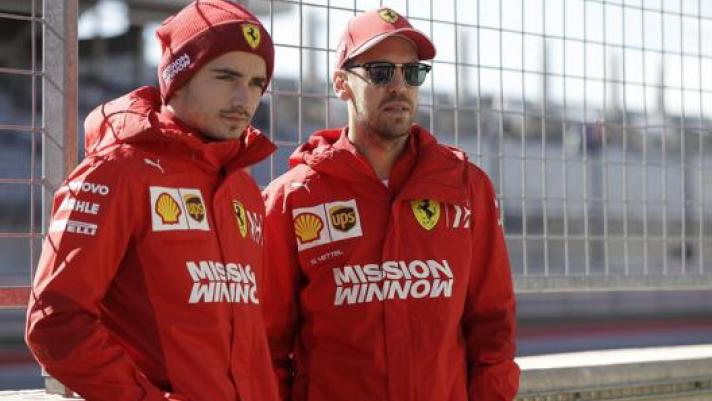 Da sinistra Charles Leclerc e Sebastian Vettel. Ap