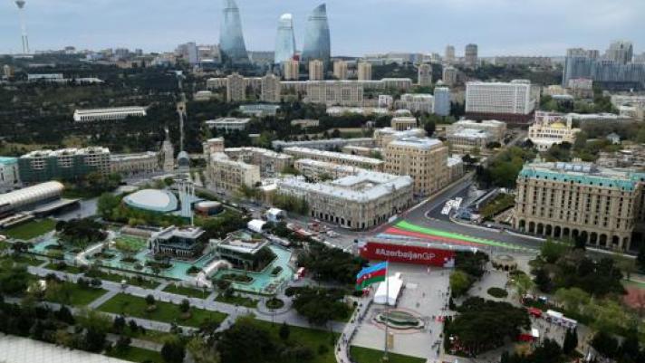 Un vista aerea della pista di Baku.