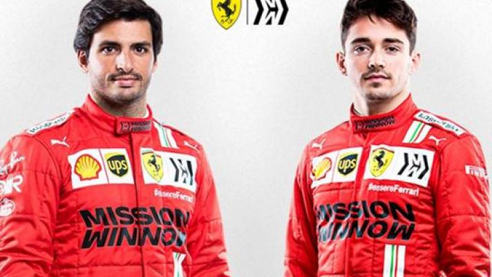 Da sinistra Carlos Sainz e Charles Leclerc, piloti Ferrari 2021. Ansa