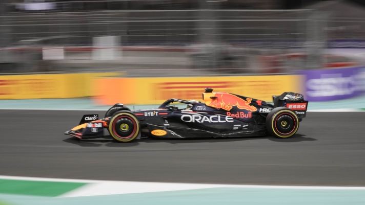 Red Bull driver Max Verstappen of the Netherlands steers his car during the Formula One Grand Prix it in Jiddah, Saudi Arabia, Sunday, March 27, 2022. (AP Photo/Hassan Ammar)