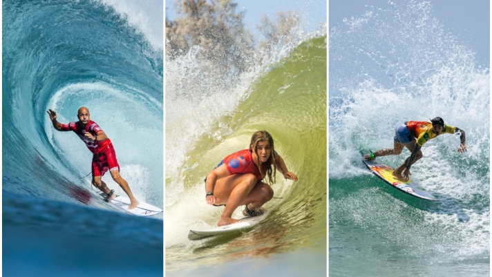 Kelly Slater, Caroline Marks e Gabriel Medina (Foto di WSL)